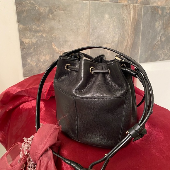 Cole Haan Black Leather Small Drawstring Handbag - Picture 3 of 6